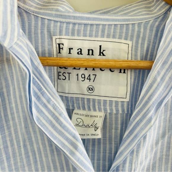 Frank & Eileen Drake Pinstripe Shirt Dress Minimalist Asymmetric Tunic Size XS​​ - Picture 6 of 7